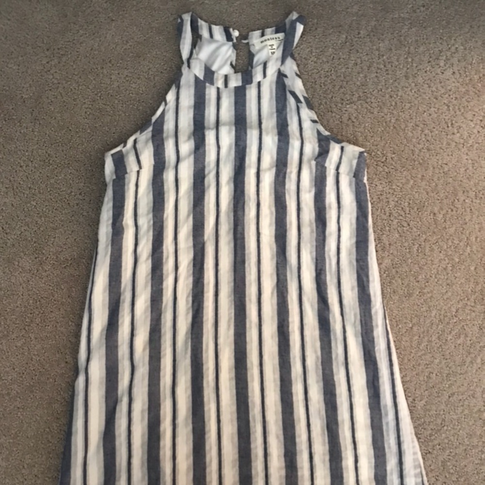 Blue and cream striped short dress